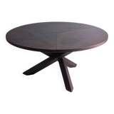 Grande table à manger ronde de Gerard Geytenbeek en bois wengé, Belgique 1960