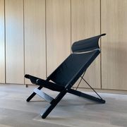 Vintage wood and canvas folding armchair by Tord Bjorklund for Ikea