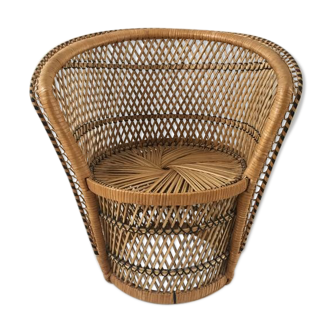 Fauteuil emmanuelle enfant rotin vintage