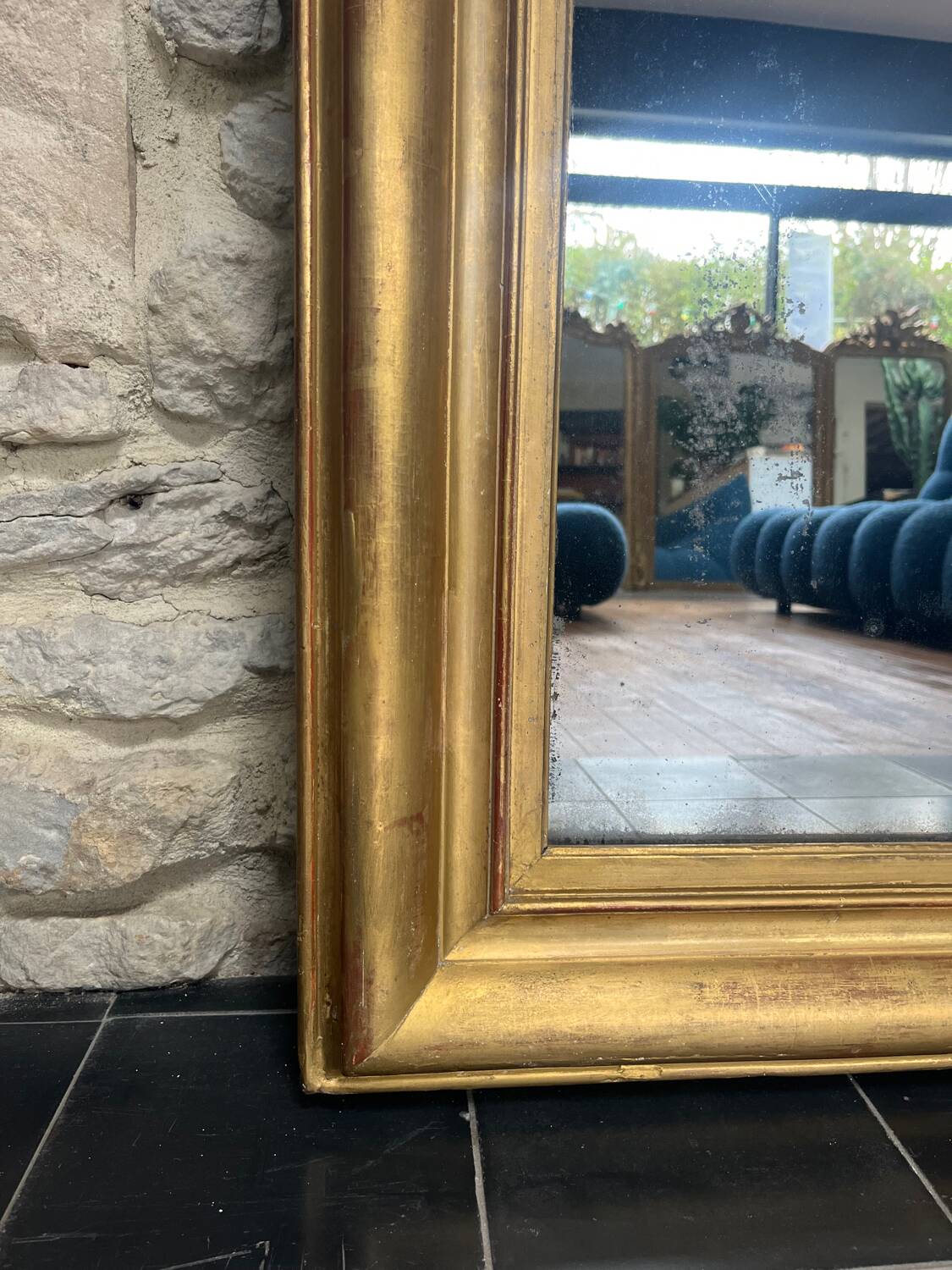 Antique Louis-Philippe mirror 200/150cm gold leaf and mercury glass