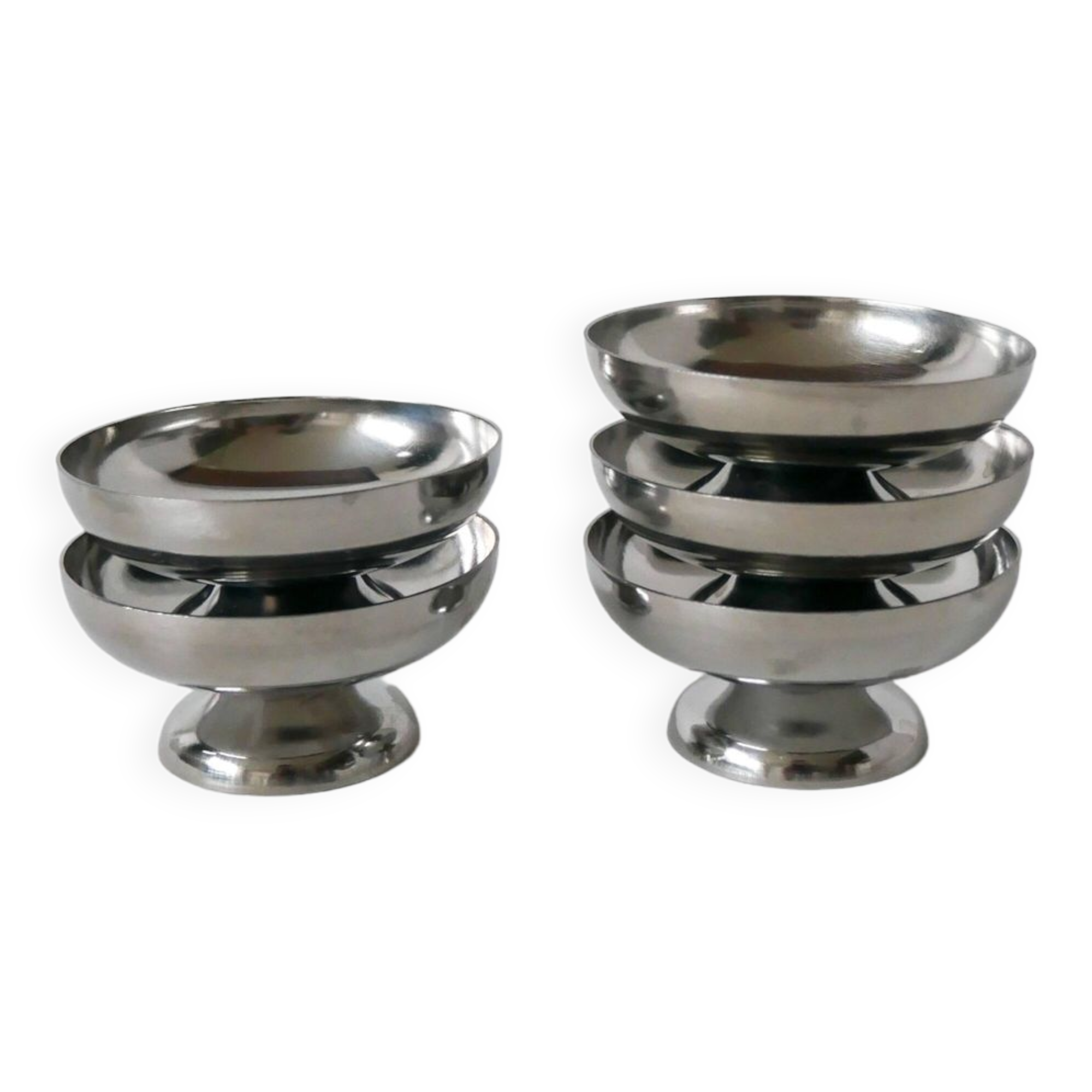 set of 5 small designer stainless steel bowls 1970 9 x 4 cm