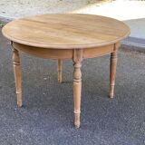 Louis Philippe 19th century extendable round table renovated in solid oak 200cm