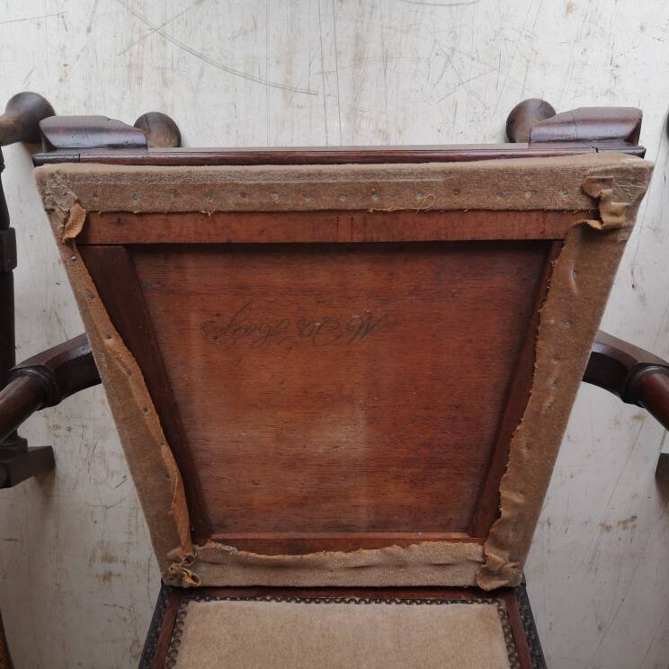 3 fauteuils chippendale en chêne massif, XIXème siècle