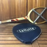 Old la hutte tennis racket wood + cross & protective cover