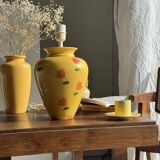 Large yellow lamp base with orange tulip shades, H46 D24
