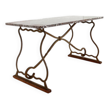 Table basse en fer forgé et marbre
