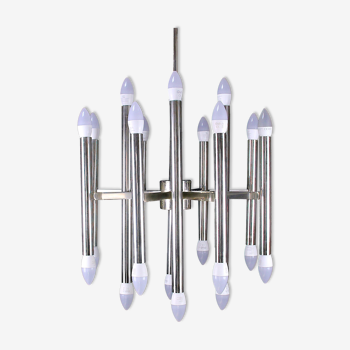 Mid-20th century chrome chandelier, Sciolari distributed by Lightolier