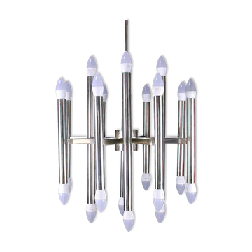 Lustre en chrome milieu du 20ème siècle, Sciolari distribué par Lightolier