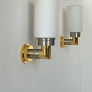 Pair of vintage sconces, opaline brass and steel, Germany 1970
