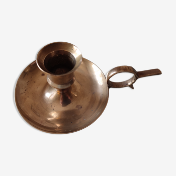 Candle holder with brass and copper handle