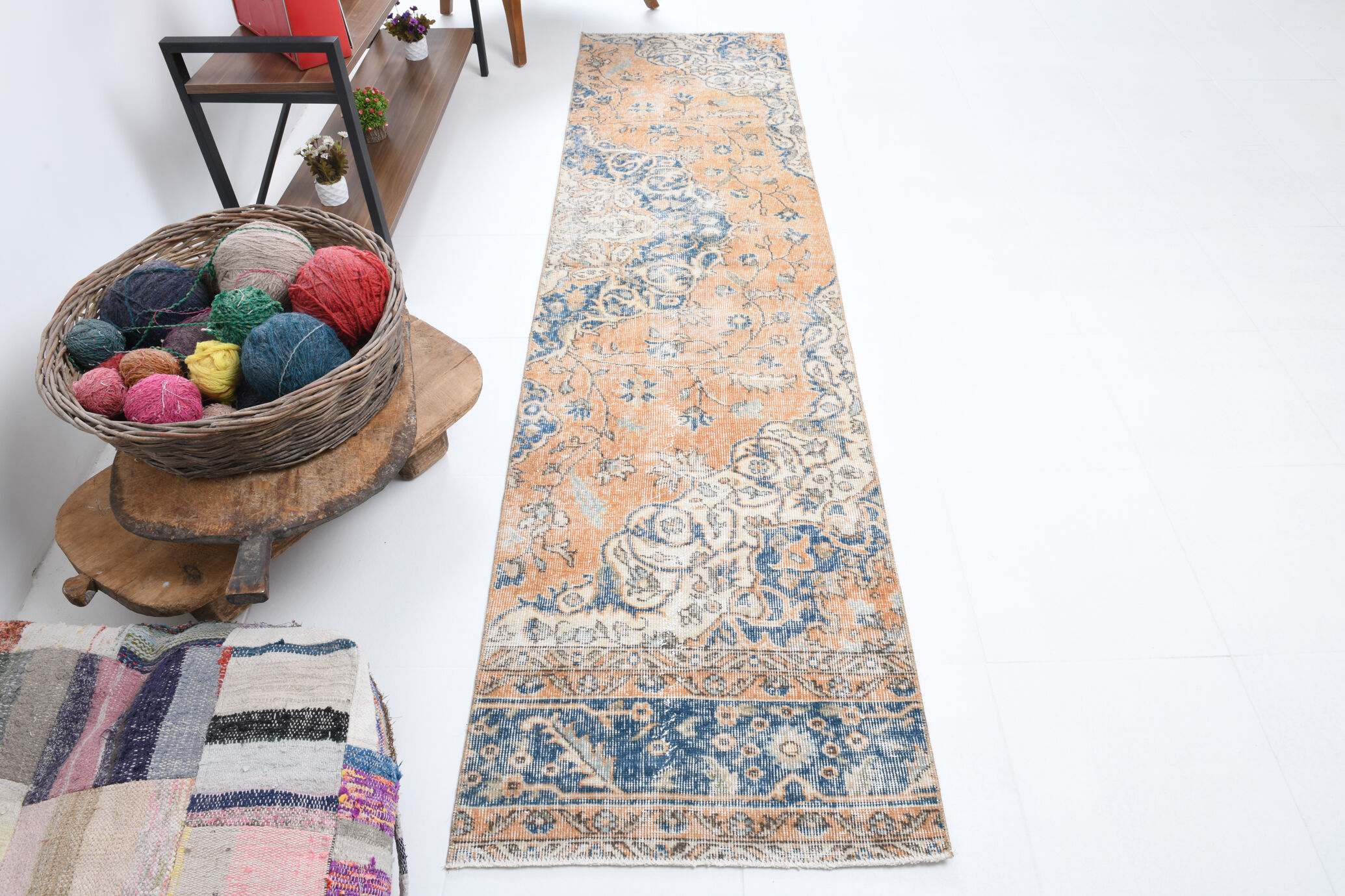 Rustic turkish runner rug 271x70cm