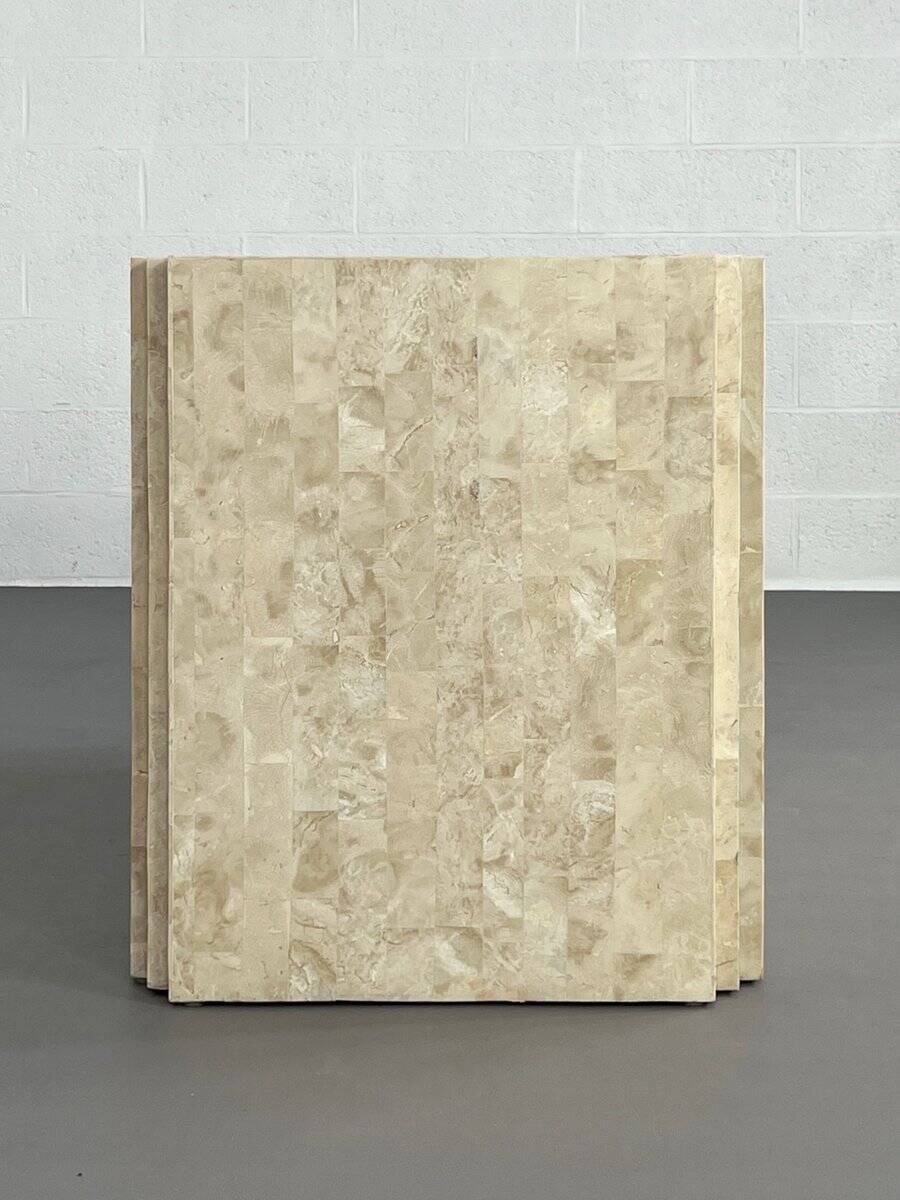 Vintage stone and brass marquetry sideboard, 1980s