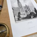 Notre-Dame of Antwerp, old engraving, printed in 1841.