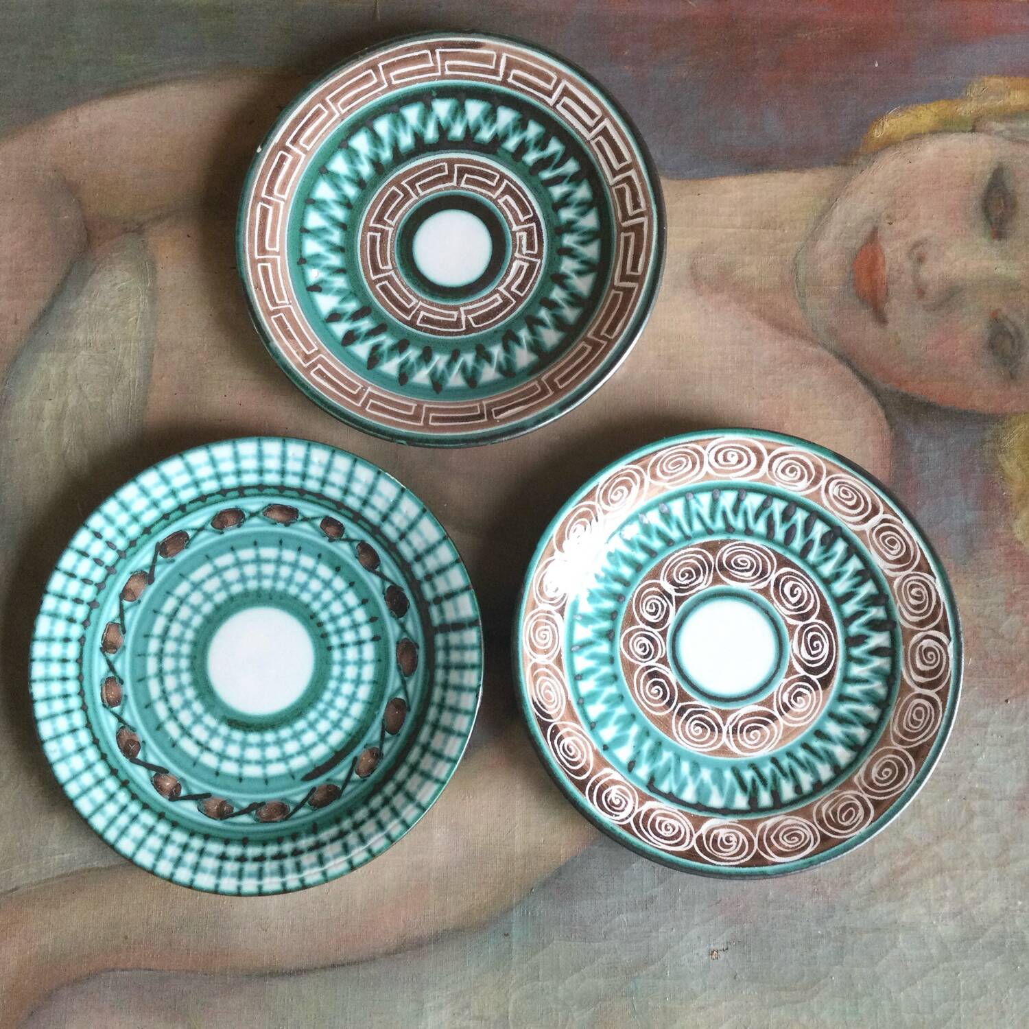 3 plates Robert Picault Vallauris