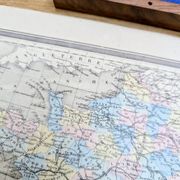 France and departments, old map, printed in 1852. Authentic.