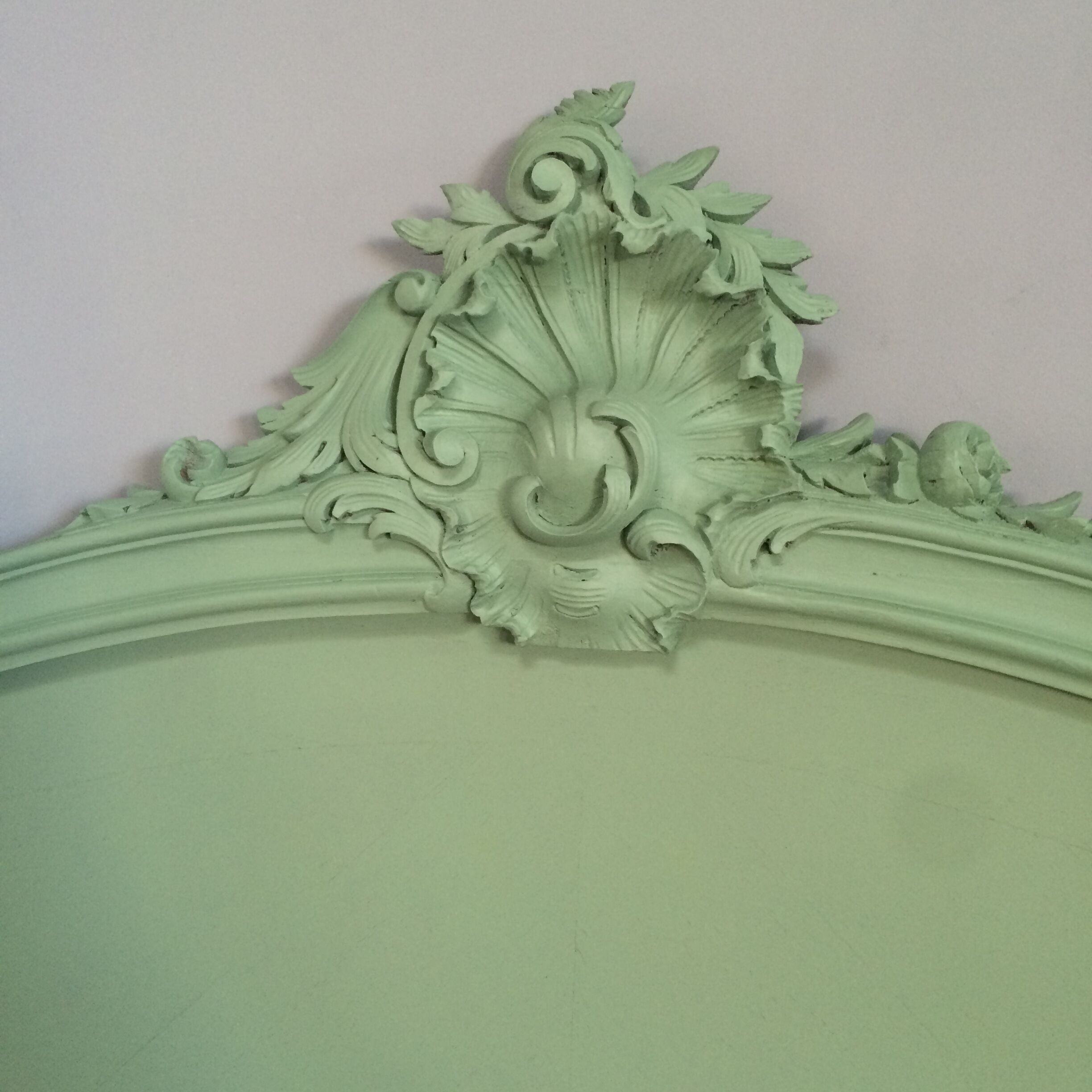 Green old headboard carved wood