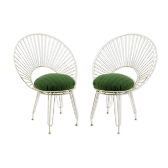 Ensemble de 2 chaises de jardin à la française, années 1950