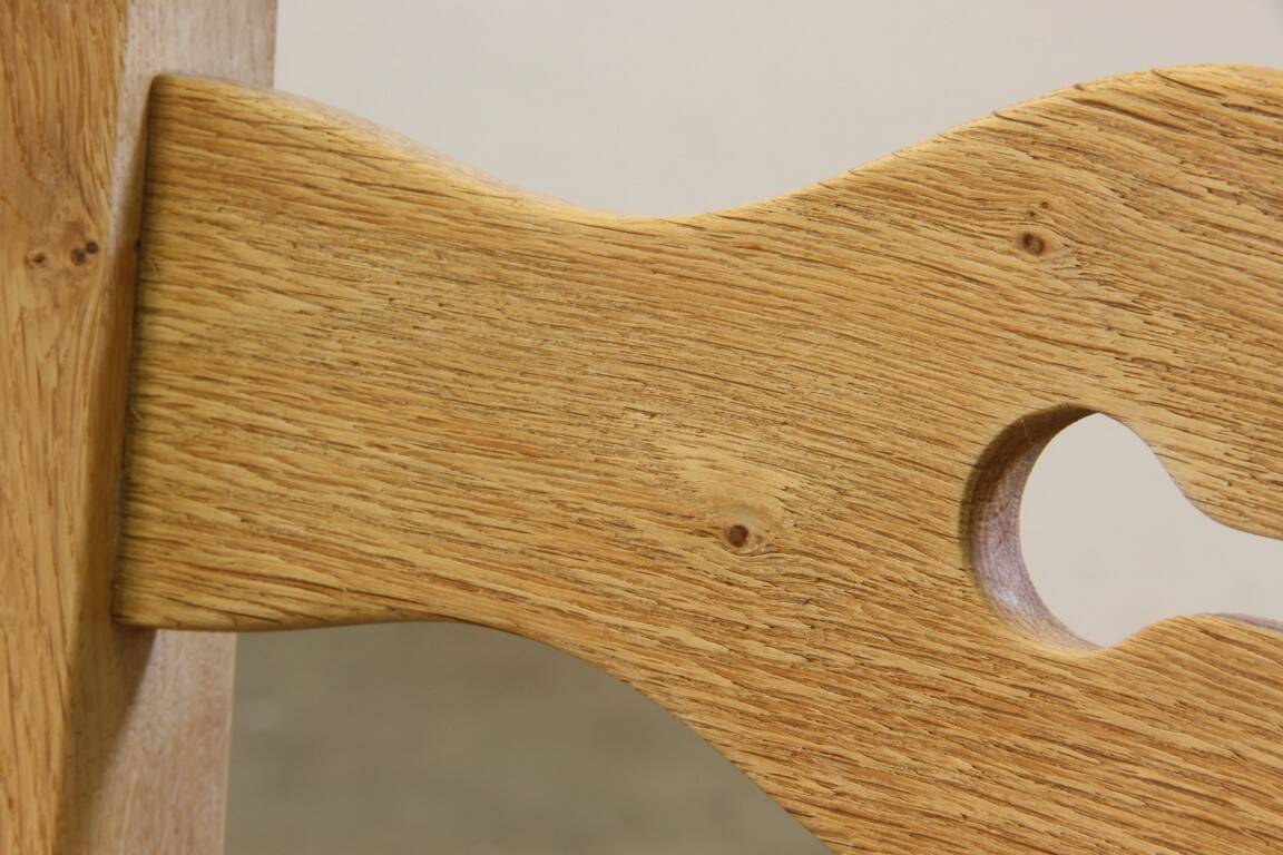 Vintage 1960s brutalist Danish modern oak dining chairs in the style of Henning Kjærnulf