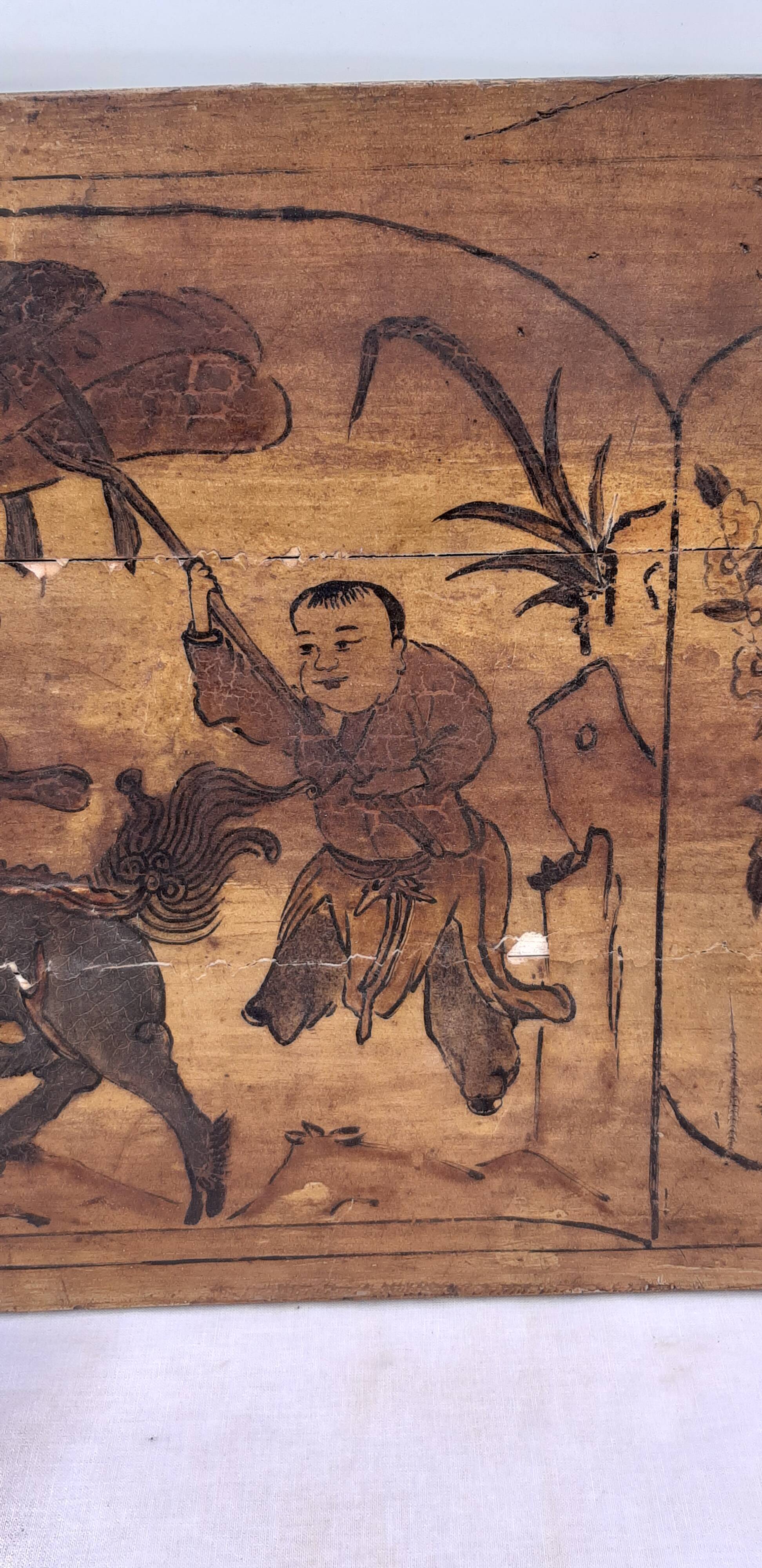 Panel Silkscreened wood China 19th