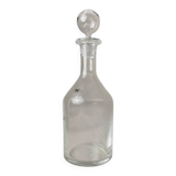 Clear Murano glass decanter with stopper - Italian 1980s liqueur bottle, fluted texture, decorative glass art