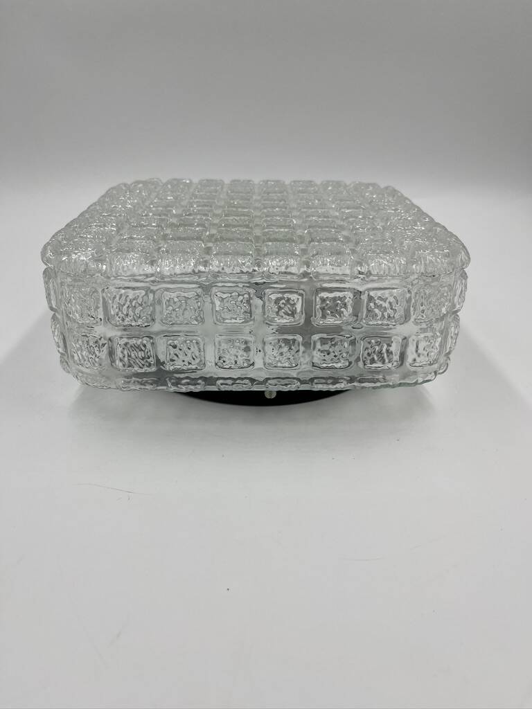 Square molded glass ceiling light with relief