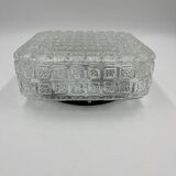 Square molded glass ceiling light with relief