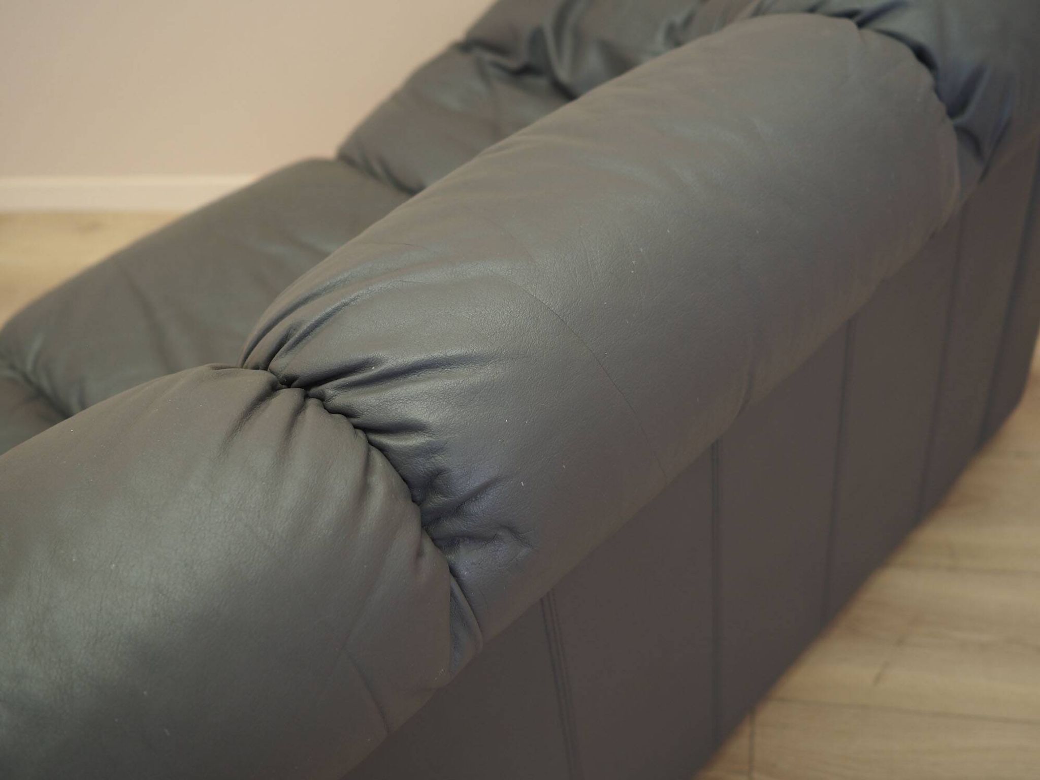 Italian leather sofa, three-seater, 1970s