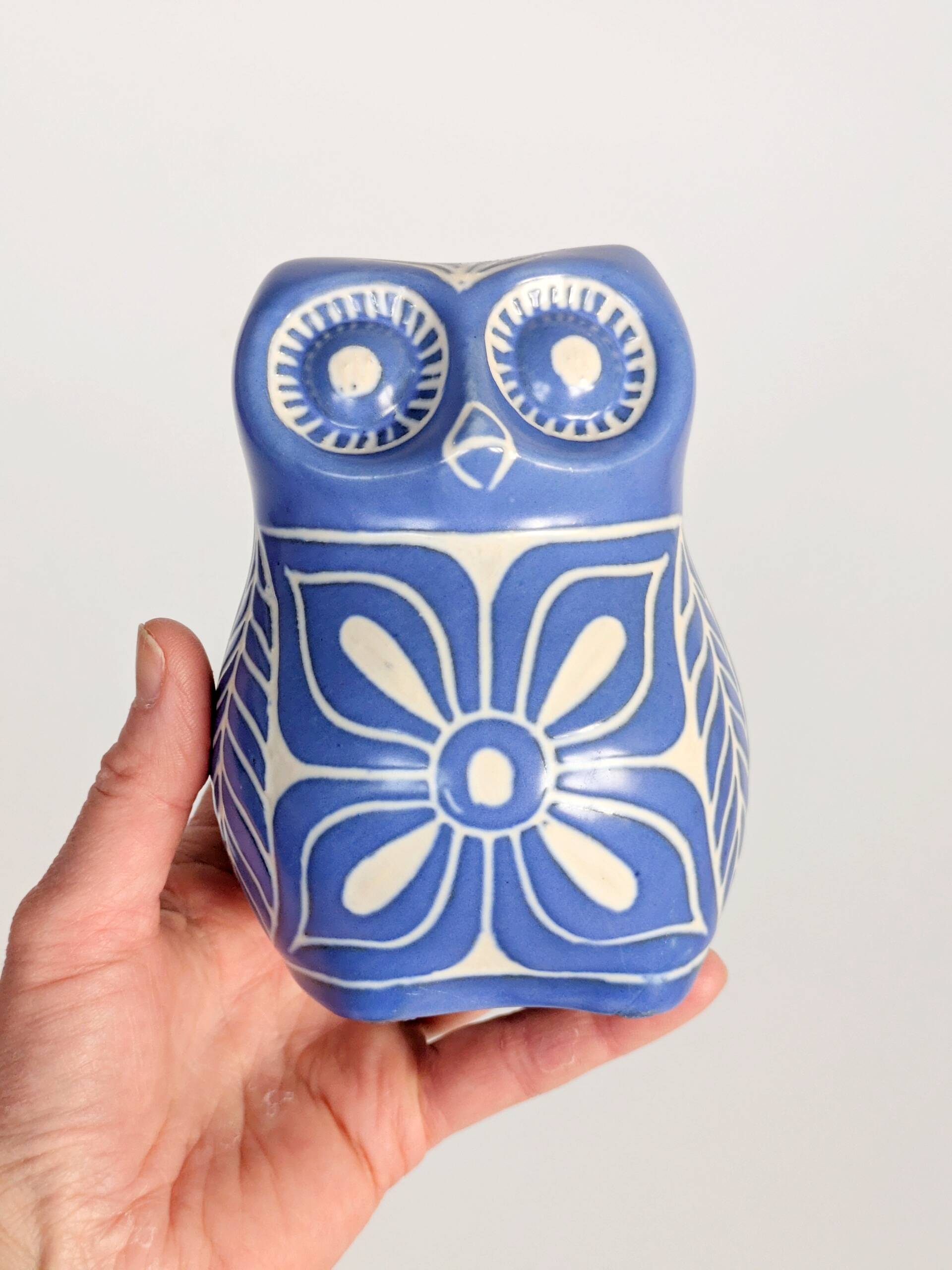 Midcentury ceramic owl figurine, Pablo Zabal, Chile, 1970s.