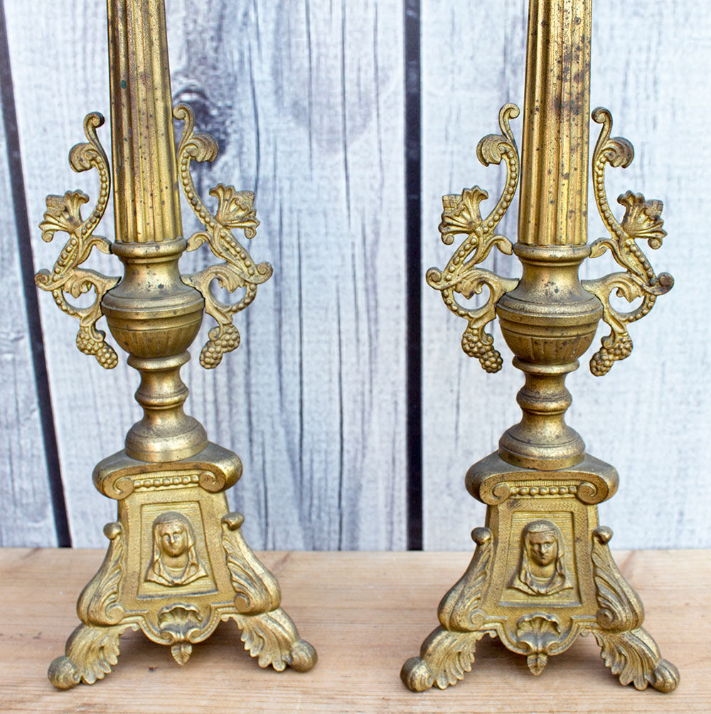 Pair of church candlesticks 57 cm high