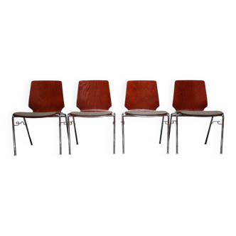 Suite de 4 chaises Hiller, Allemagne, années 70