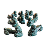 12 green ceramic cutlery holders