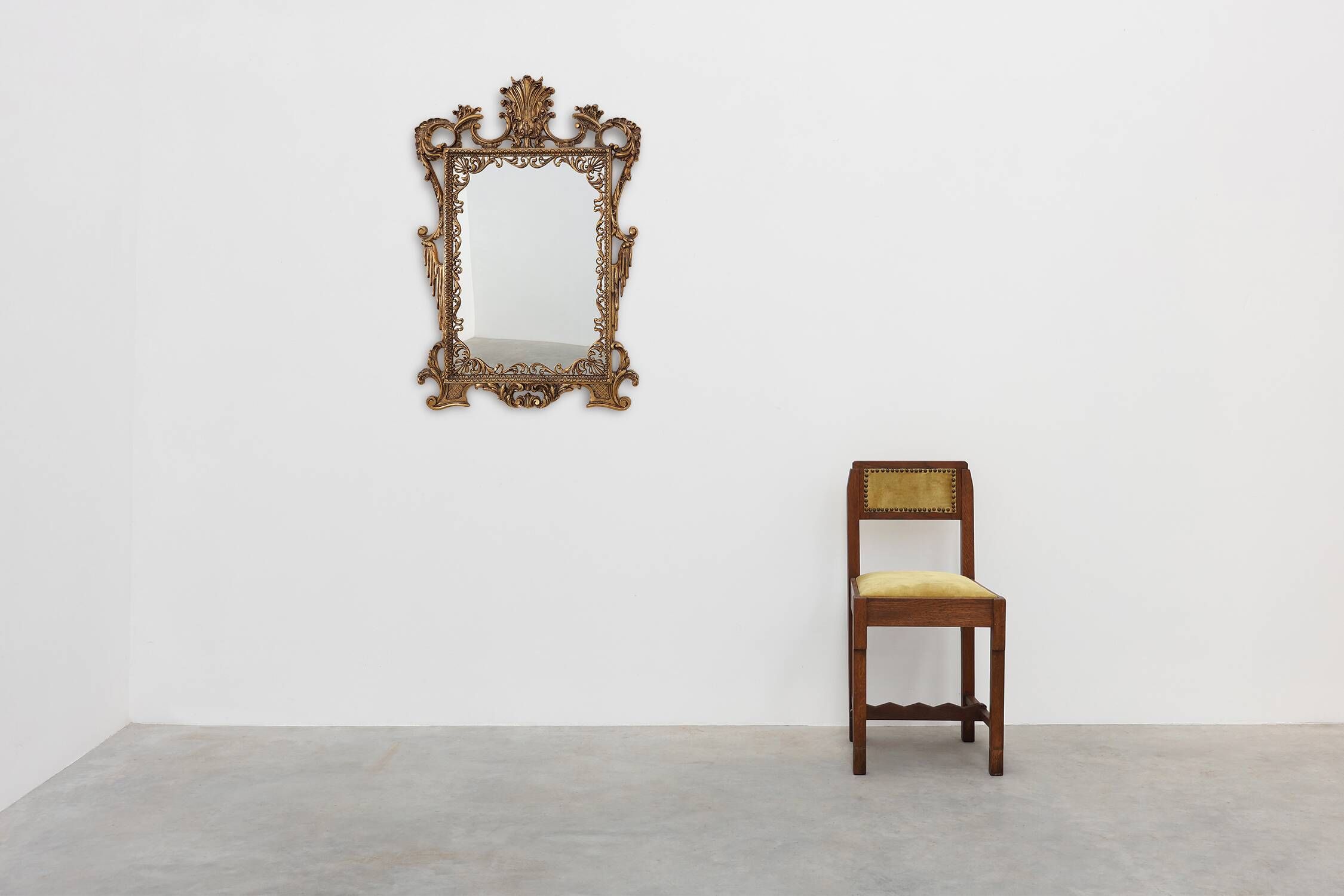 Miroir en métal doré de style Chippendale, Italie, 20e siècle