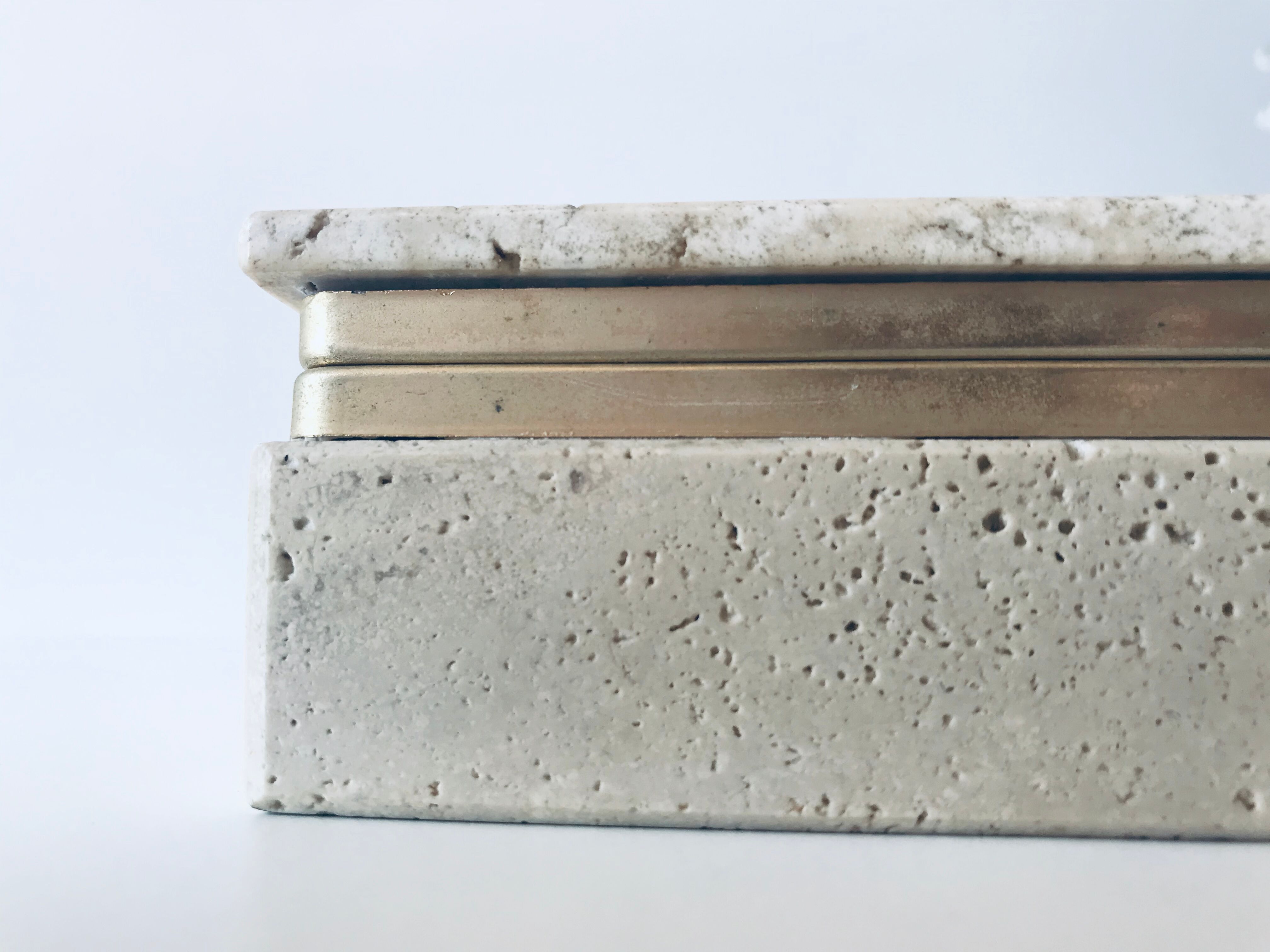 Travertine and brass box
