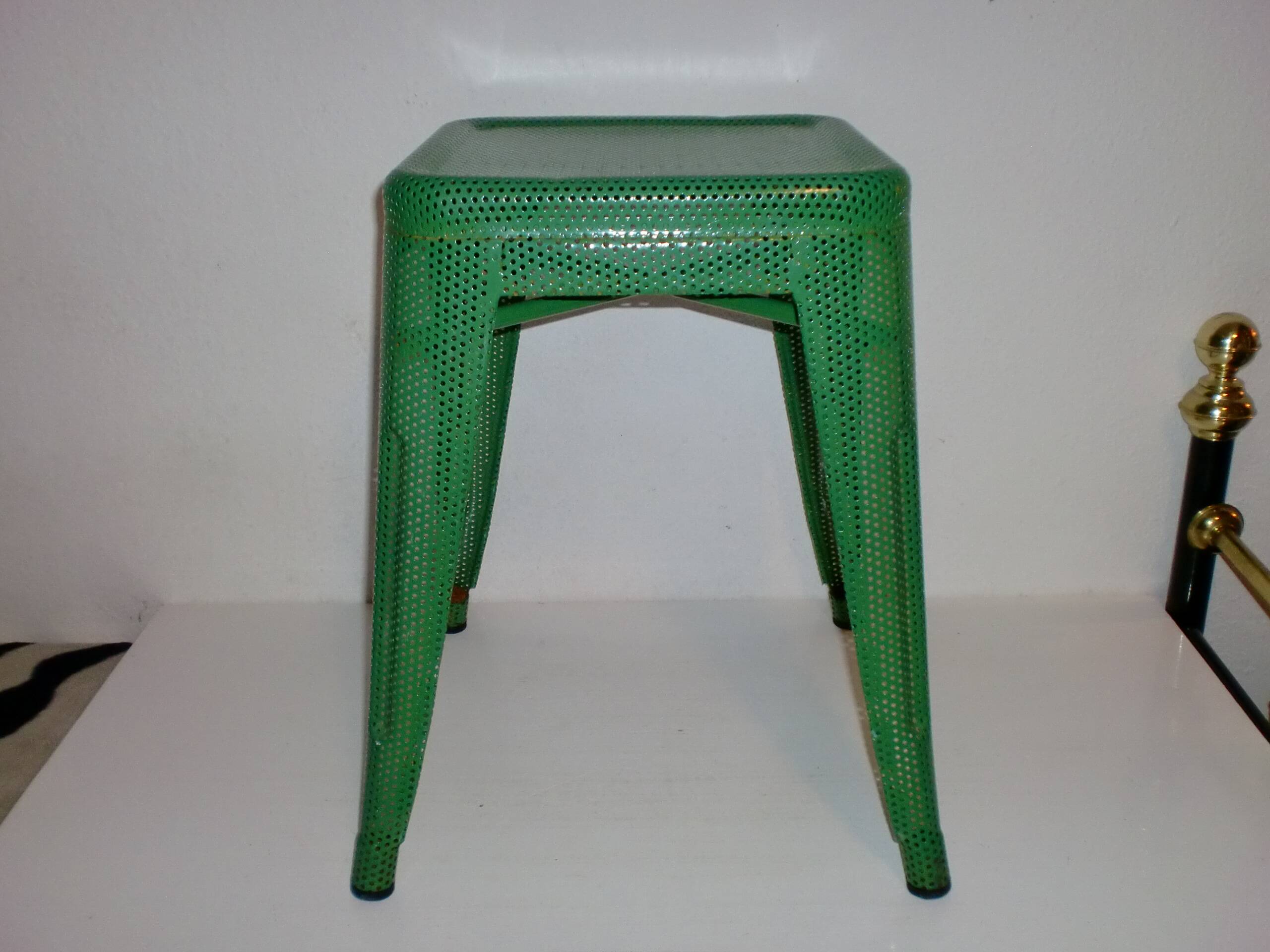 Perforated Metal Industrial Stool, Andriot for Tolix, France