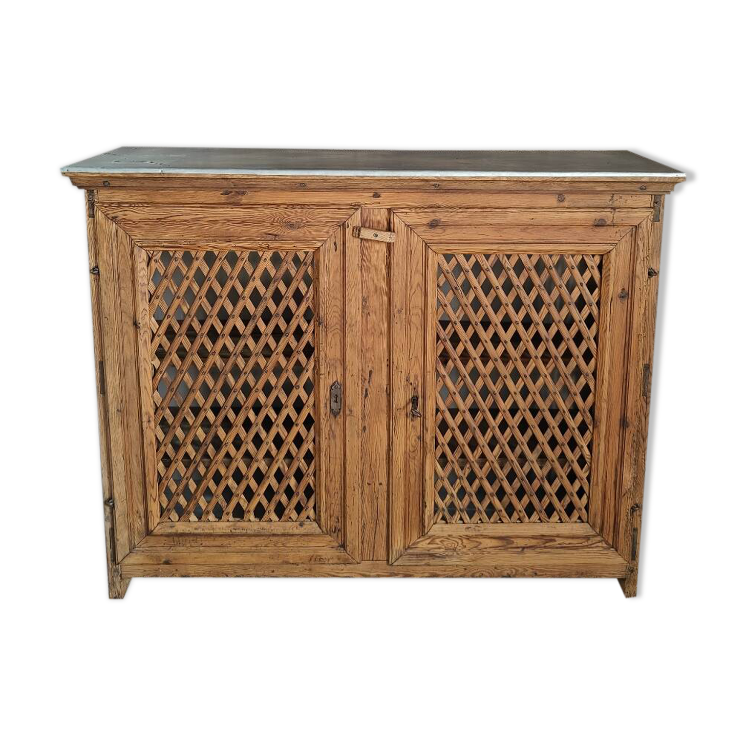 Antique solid pine sideboard with zinc top.