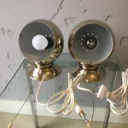 Pair of Abo Randers Eye Ball table lamps, brass-plated, Denmark, 1970s