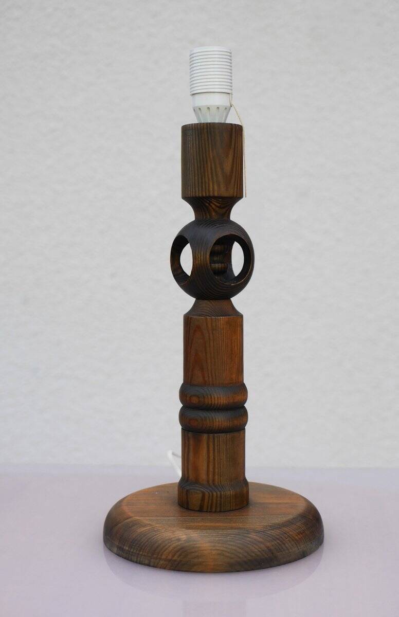 Large pine table lamp by Uno & Östen Kristiansson for Luxus, Sweden