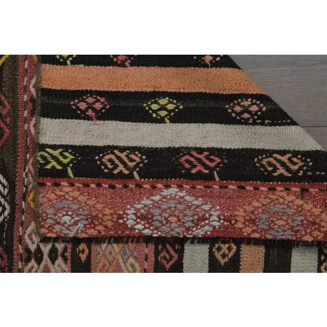 Striped Kilim Turkish Vintage Handmade Pink Orange Wool Area Rug 177x268