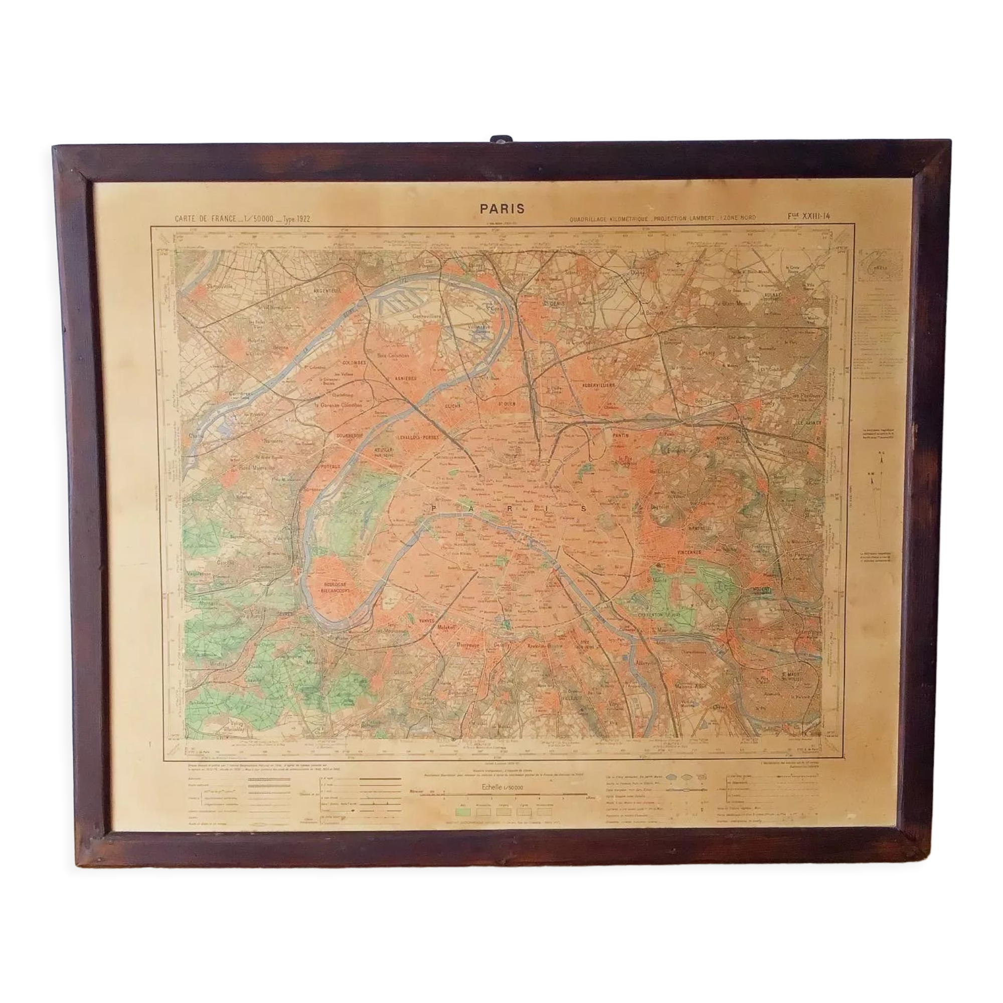 Old map Paris 1922