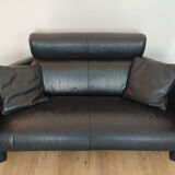 Post-modern adjustable leather armchair “Negresco” by Bernard Massot, signed
