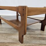 Teak coffee table with smoked glass top