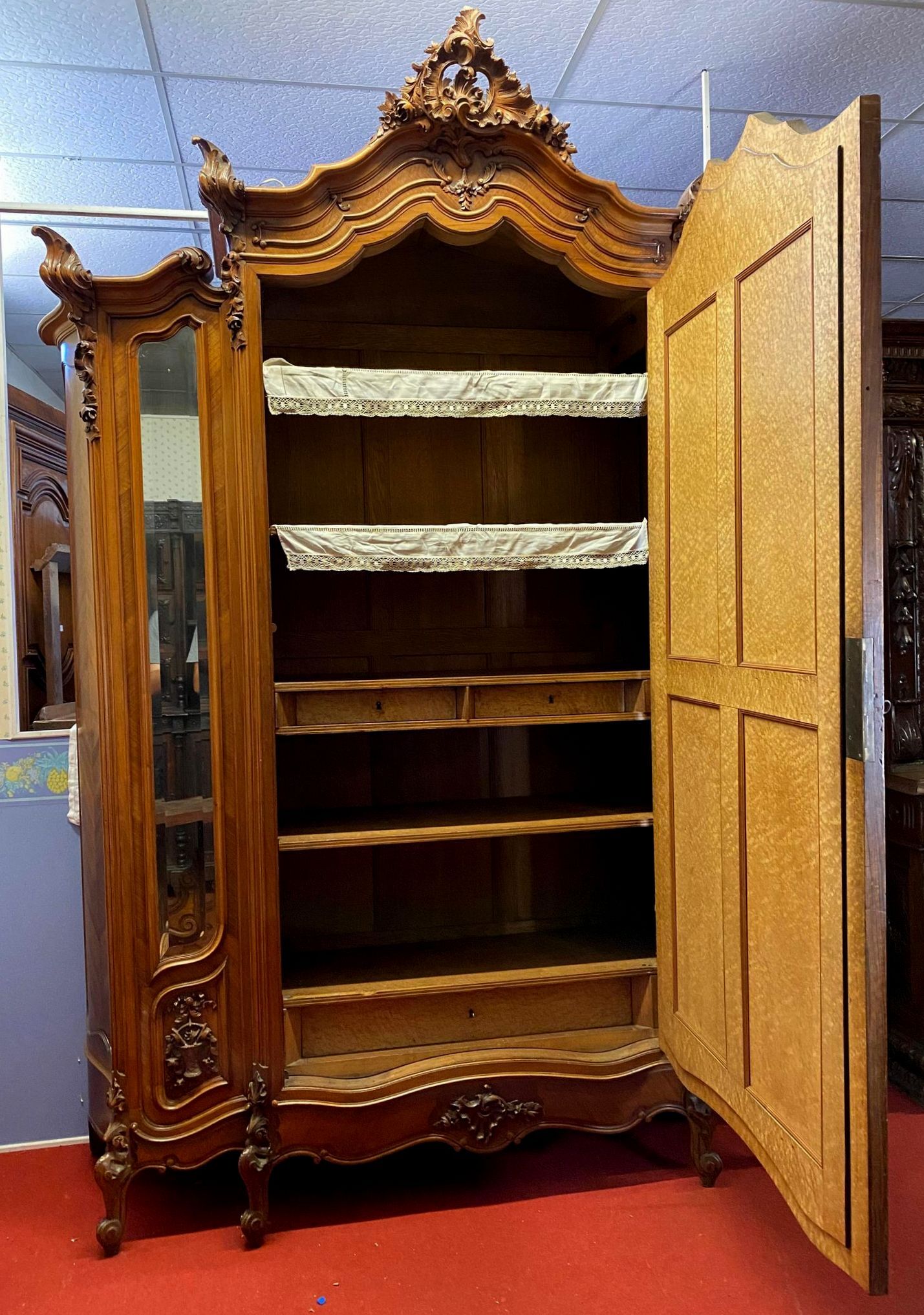 Louis XV library cabinet in walnut around 1850