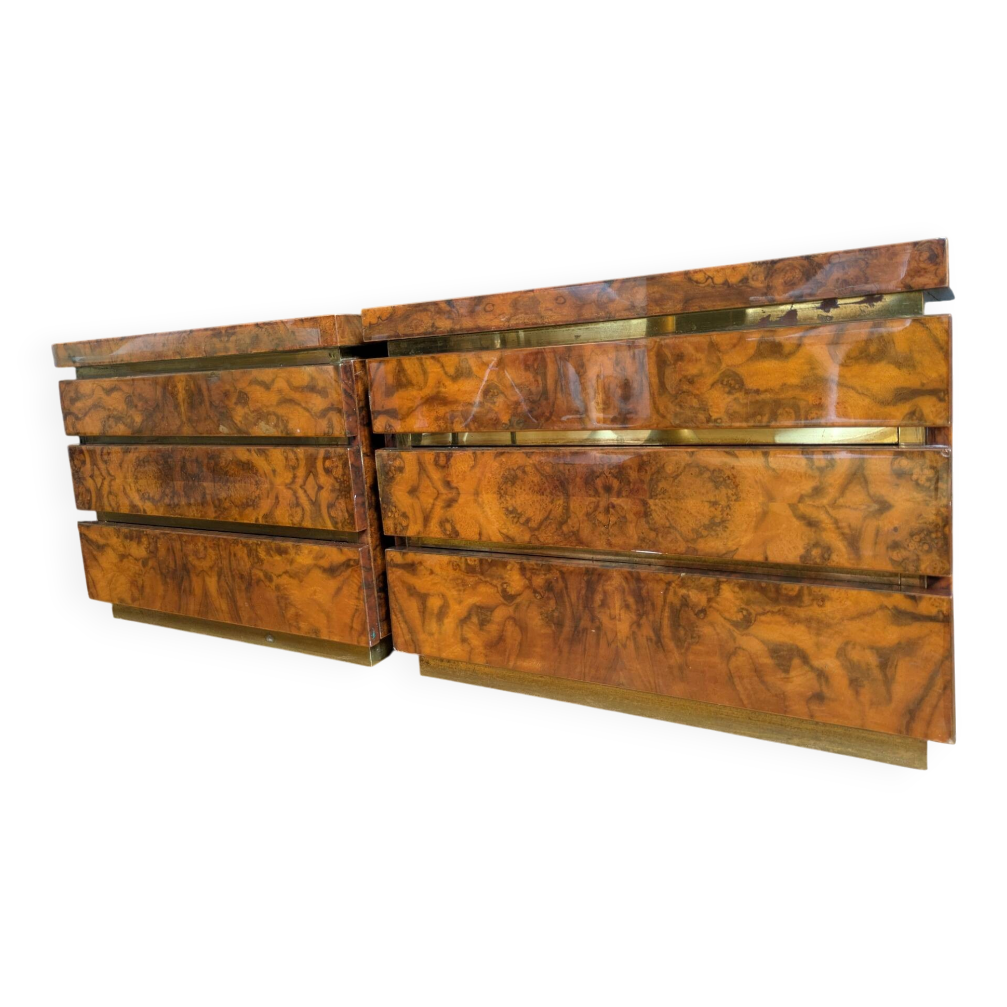 Pair of bedside tables attributed to Jean Claude Mahey.