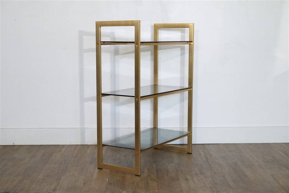 Italian glass and gold metal shelf from Artelano 1970