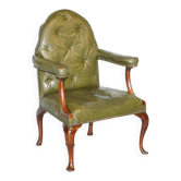 Georgian Gothic Revival Chesterfield armchair in leather, circa 1800.