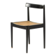 Mid-century dining chair in black laquered wood and cane