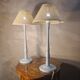 pair of grey-blue lacquered wooden bedside lamps 48x25 compliant with electrical standards