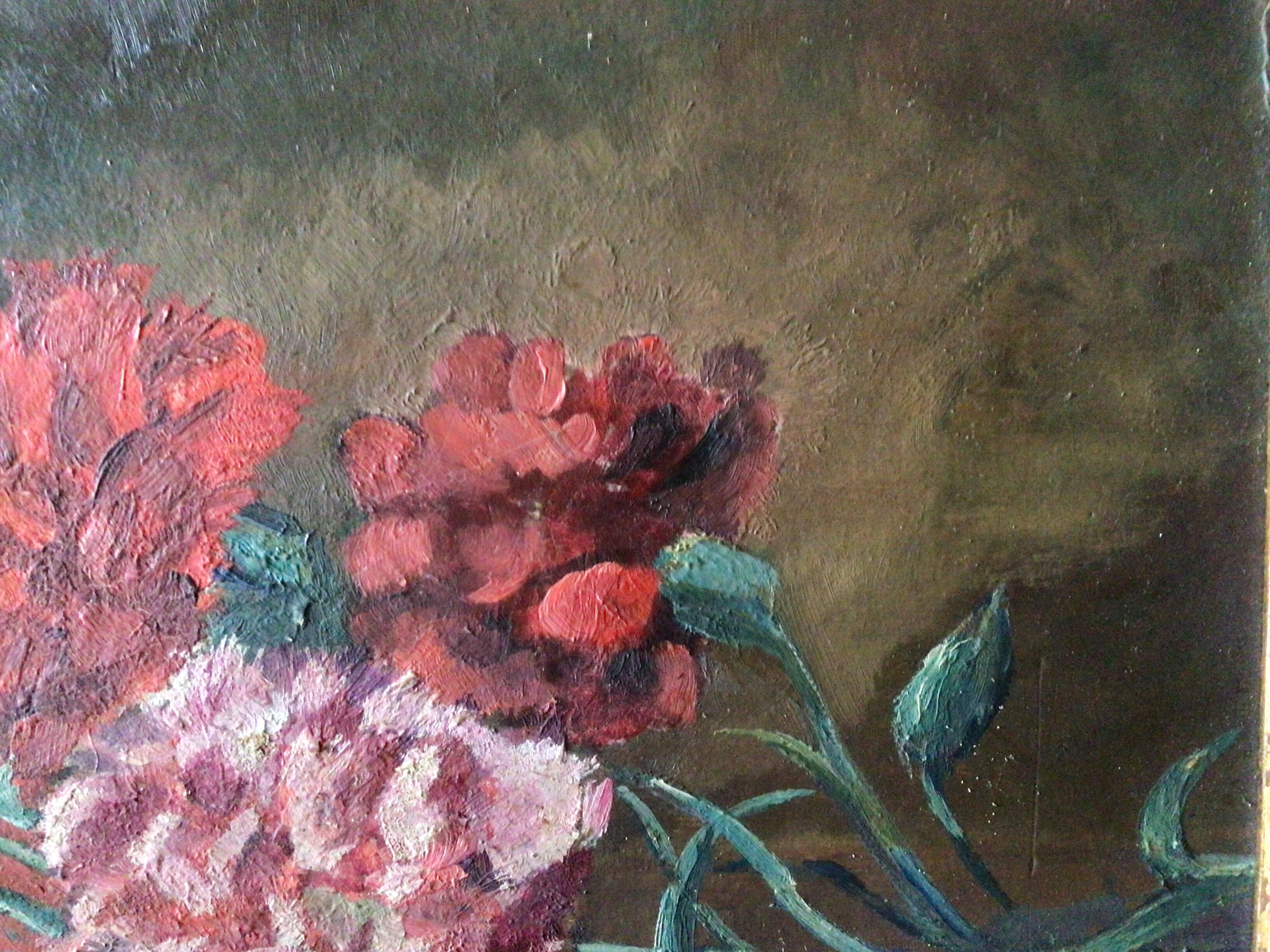 Tableau, bouquet de fleurs oeillets