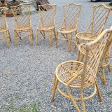 7 vintage rattan chairs