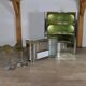 Suede and chrome dry bar with barstools in green by Willy Rizzo, Italy 1970s